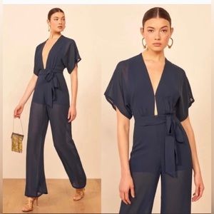 Reformation Lemongrass Jumpsuit in Navy Size 0
